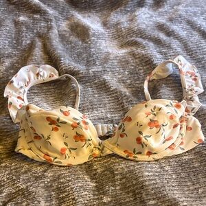 Abercrombie & Fitch Floral Bikini Top - Cream and Orange